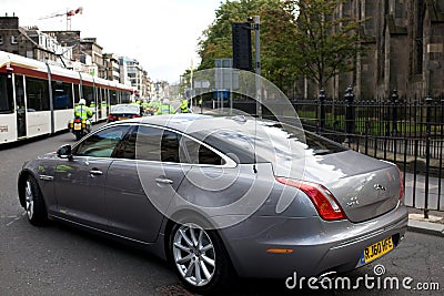 Pope Benedict XVI driven in Jaguar XJL, Edinburgh Editorial Stock Photo