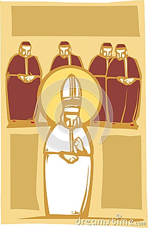 Pope and Cardinals Vector Illustration