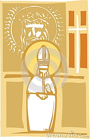 Pope and Christian Images Vector Illustration