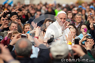 Pope Francis I among people crowd, Rome, Italy Editorial Stock Photo