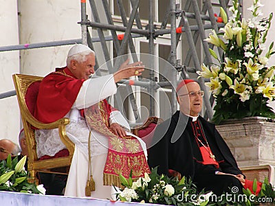 Pope greets the faithful Editorial Stock Photo