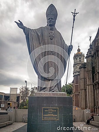 Pope John Paul II Monument in Villa Gustavo Madero. Editorial Stock Photo