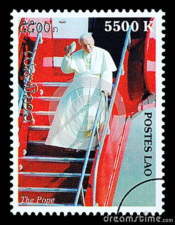 Pope John Paul Postage Stamp Editorial Stock Photo