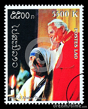 Pope John Paul Postage Stamp Editorial Stock Photo