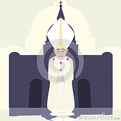 Pope of Rome cartoon Vector Illustration