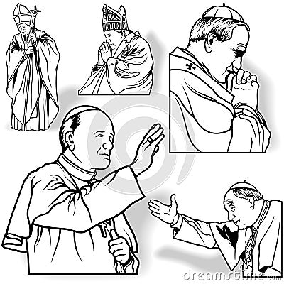Pope Set Vector Illustration