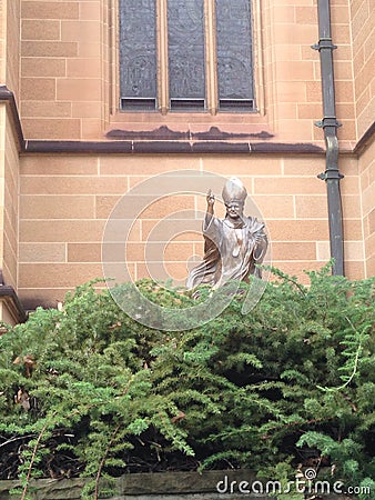 Pope statue church sandstone religion Editorial Stock Photo