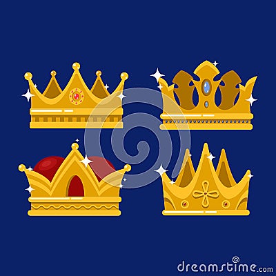 Pope tiara and king or prince shining crown Vector Illustration