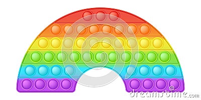 Popit figure rainbow as a fashionable silicon toy for fidgets. Addictive anti stress toy in bright rainbow colors Vector Illustration