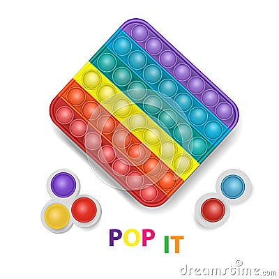 Popit and simple dimple colorful rainbow fidget sensory antistress toy pop it for kids. Vector illustration Vector Illustration