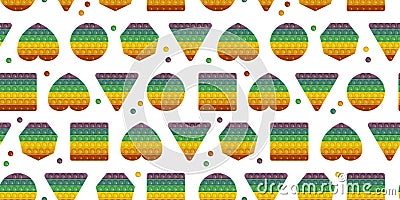 Popit toy vector seamless pattern, colorful push bubbles background, fidget sensory game. Antistress finger gadget. Silicone pop Vector Illustration