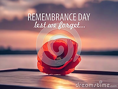 Poppy Day concept. Remembrance Day - Lest We Forget Stock Photo