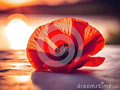 Poppy Day concept. Remembrance Day - Lest We Forget Stock Photo