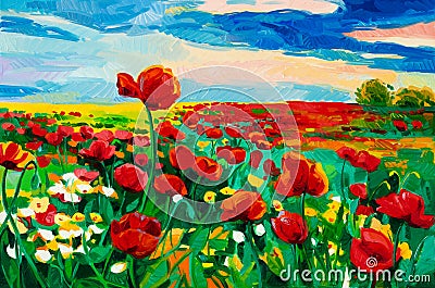 Poppy fields Stock Photo