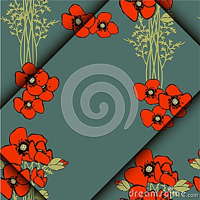 Poppy floral background Vector Illustration