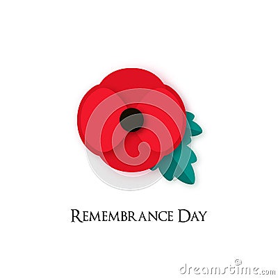 Poppy flower Illustration for Remembrance Day. Vector Illustration