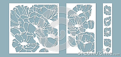 Poppy flower. Vector illustration. Paper flower, stickers. Laser cut. Template for laser cutting and Plotter. Vector illustration Vector Illustration