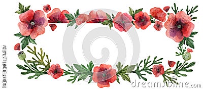 Poppy flowers header Vector Illustration