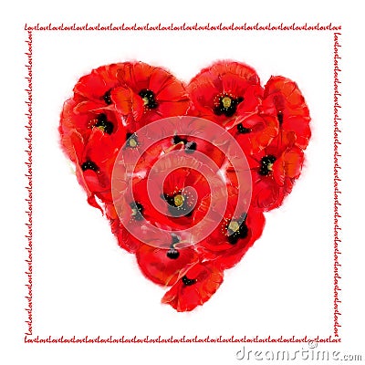 Poppy Heart Love Card. Stock Photo