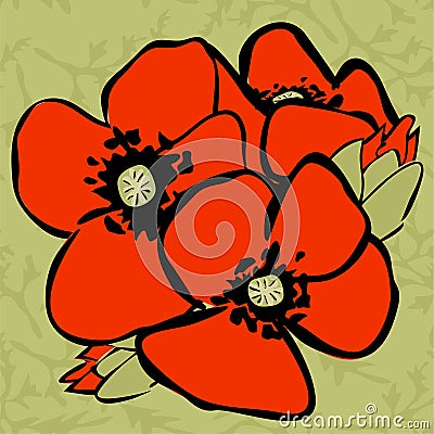 Poppy seamless pattern Vector Illustration