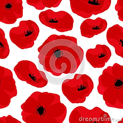 Poppy seamless pattern Vector Illustration