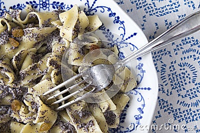 Poppy seed pasta traditional hungarian meal Stock Photo