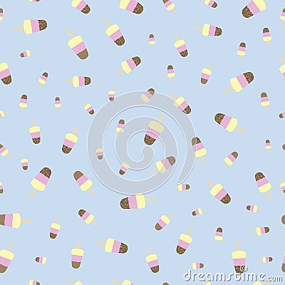 Popsicle ice cream with crumble mixture pattern. Colorful background for your design. Seamless Vector Illustration
