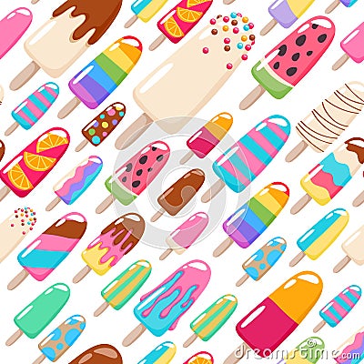 Popsicle ice cream pattern. Vector Illustration