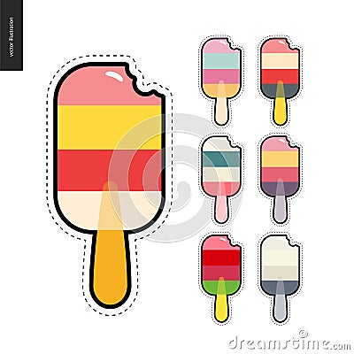 Popsicle patches hand drawn set Vector Illustration