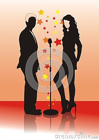 Popstars duet Vector Illustration