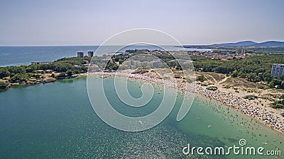 Popular beach at the Black Sea from Above Stock Photo