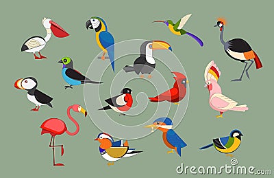 Popular Birds Icon Set Vector Illustration