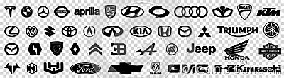 Popular car and motorcycle brands logos Vector Illustration