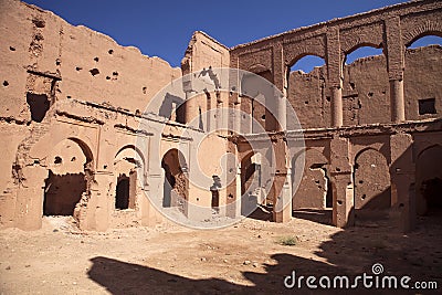 popular filmmakers reconstructing the kasbah Ait - Benhaddou, Morocco Stock Photo