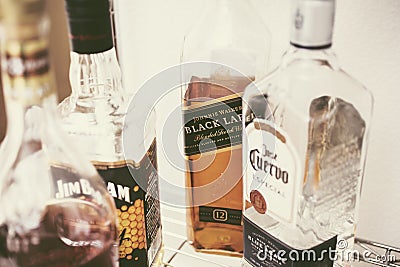 Popular liquor bottles Editorial Stock Photo