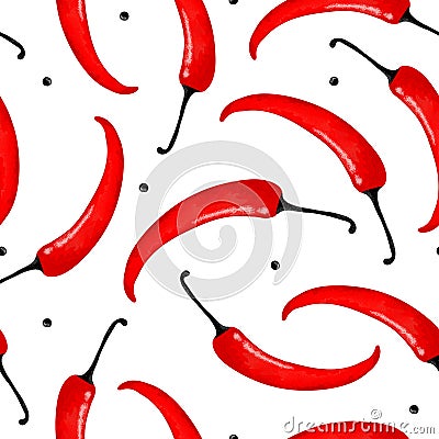 Popular modern style print with chili pepper. Seamless trendy pa Stock Photo