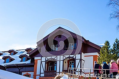The popular ski resort in Tatranska Lomnica, High Tatras at winter Editorial Stock Photo