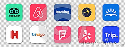 Popular social media icons: in, instagram, facebook, google, youtube, apple, dribbble, tiktok. Vector set of social networking Vector Illustration