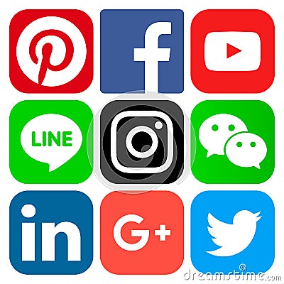 Popular social media icons Vector Illustration