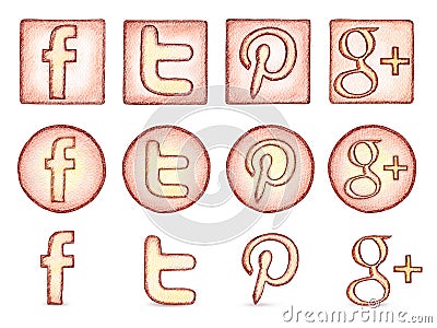 Popular social network icons Editorial Stock Photo