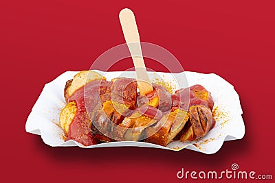 One of the best dishes in Germany, the currywurst. Stock Photo