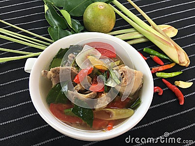 Popular Thai Food ,Tom Yum Chicken Ribs ,Tom Yum Soup. Stock Photo