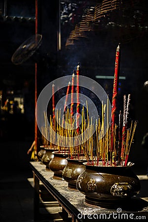 spiritual atmosphere in a chinese pagoda in new year Stock Photo