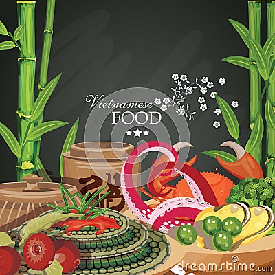 Popular vietnamese food Vector Illustration