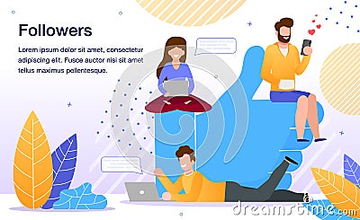 Popularity in Social Network Flat Vector Banner Vector Illustration