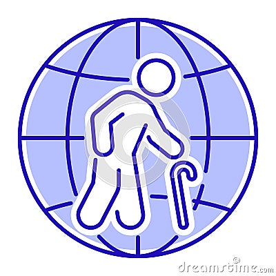 Population ageing color line icon. Eco problems. Isolated vector element. Outline pictogram for web page, mobile app, promo Vector Illustration