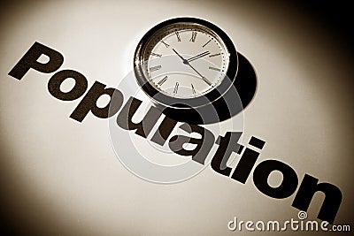 Clock and Population concept Stock Photo