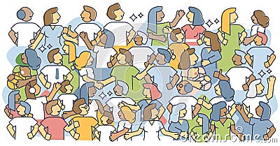 Population crowd and large various social community audiences outline concept Vector Illustration