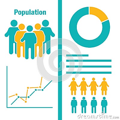 population infographic, women and men Vector Illustration