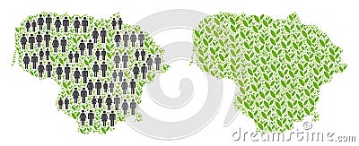 Population and Plantation Lithuania Map Vector Illustration